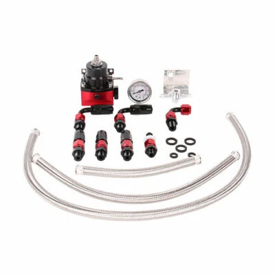 Nuevo Kit Regulador de Presión de Combustible Ajustable para Auto Aceite 0-100psi Calibre -6AN Negro Rojo Foto 1 de 4