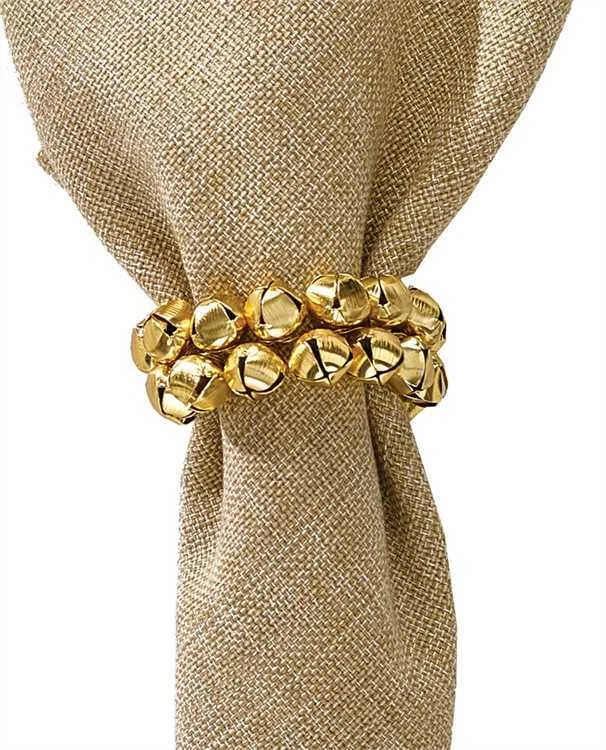 Anillo de servilleta Park Designs Gold Jingle Bells ~~ (imprescindible de vacaciones) NUEVO Foto 1 de 1