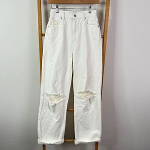 Abrand Jeans Womens 8 A '94 High & Wide White Denim Distressed - Picture 1 of 15