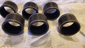 Black Leather Napkin Ring Stitched. - Picture 1 of 5