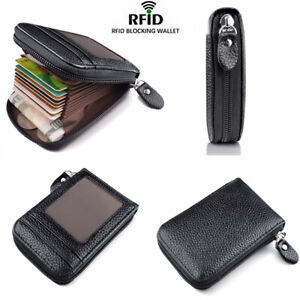Credit Card Wallet with Zipper Leather RFID Credit Card Holder for Men Womens US