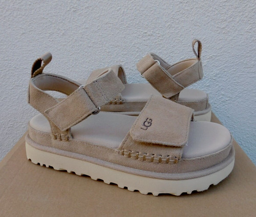 SANDALI UGG SAND GOLDENS SCAMOSCIATI PLATEAU CINTURINO DONNA US 5 EUR 36 ~NUOVI
