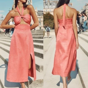 KEEPSAKE Barbie Pink Raquel Halter Cutout Bandeau Midi Dress, US 4, UK 8, AUS 8 - Picture 1 of 14