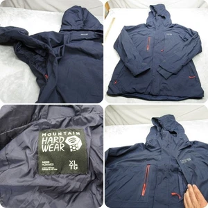 Mountain Hardwear Firefall Jacket Mens XL Blue Hood Waterproof RECCO Ski Pit Zip - Picture 1 of 14