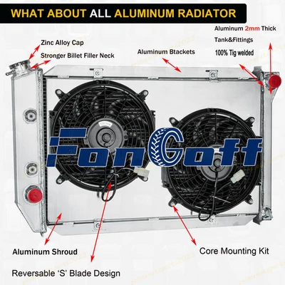 For 1969-1973 Ford Mustang Cougar Mercury Marquis 5.8L 3Row Radiator+Shroud Fan Foto 1 de 4