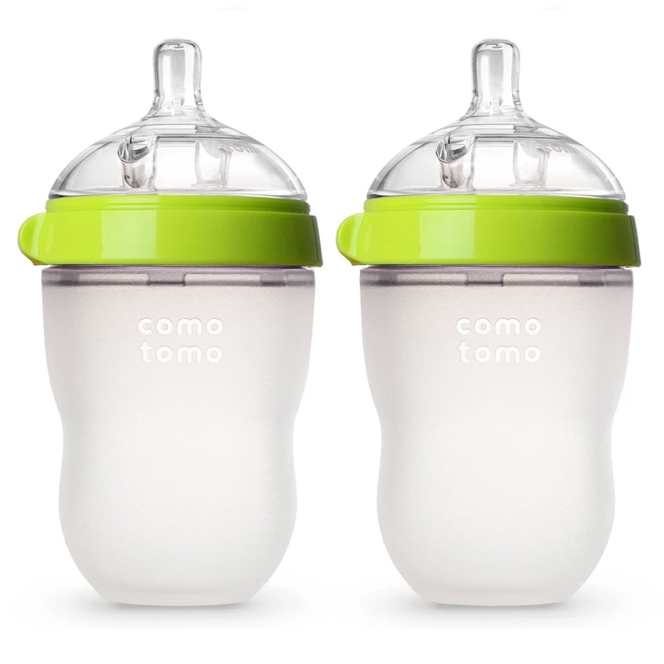 Comotomo Baby Bottle Set, Green - 8oz (2 Pack) Open Box - Image 1 of 4