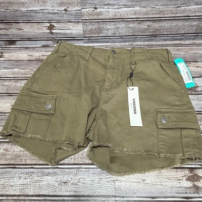 Pantalones cortos cargo Vigoss Ace de tiro alto verde oliva dobladillo deshilachado talla 30 para mujer Foto 1 de 4