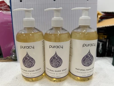 Lot of 3 Puracy Organic Natural Liquid Hand Soap Lavender & Vanilla (12 fl oz) - Image 1 of 2