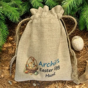 Personalised Easter Bunny Bag | Kids’ Easter Egg Hunt Basket | Size 17 x 21cm - Picture 1 of 8