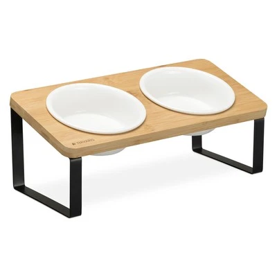 2x Fressnapf aus Keramik mit Metall Ständer Katzennapf Hundenapf Futternapf Napf - Bild 1 von 4