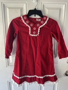 HANNA ANDERSSON GIRLS Corduroy DRESS SIZE 120 (6-7) RED AND WHITE - Picture 1 of 5