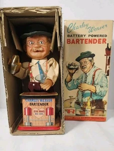 Vintage Charlie Weaver Bartender Battery Powered Toy with Box 1960s Original - Picture 1 of 3