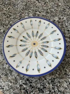 4 Anthropologie Dessertteller Kaleidoskop blau gold - Bild 1 von 3