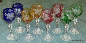 SET OF 8 BAVARIAN CUT-TO-CLEAR MULTICOLOR Crystal WINE GLASSES CHRISTMAS GIFT! - Picture 1 of 7