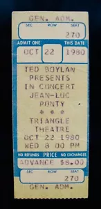JEAN-LUC-PONTY~Rare 1980 Original Concert Ticket-Triangle Theatre - Picture 1 of 1