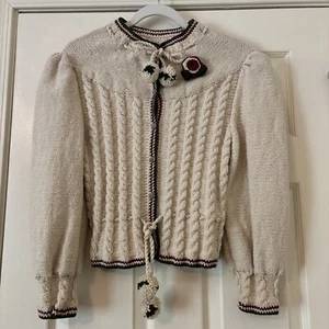Muhlebach + Birrer Vintage Cabled Cardigan Ivory S ? Wool Anna Vogler - Picture 1 of 9
