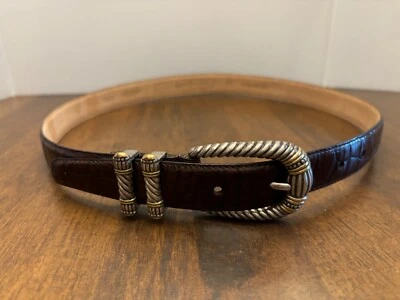 FOSSIL 棕色真皮 Croco 压花牛皮腰带 M 码女式 BT5096 — 第 1/4 张图片