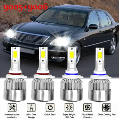 Para Lexus LS430 2001-2006 - 4x 6000K Kit combinado de faros LED haz alto bajo Foto 1 de 4