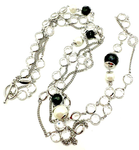 VETEMENTS Collana stazione ANN TAYLOR cassa anelli tono chiaro e argento e accenti neri 34"