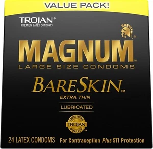 TROJAN MAGNUM BARESKIN Large Size Condoms, 24 Count - Picture 1 of 7