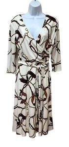 Lauren Ralph Lauren Fit & Flare Dress Equestrian Print Horse Bit Chain 4 NEW - Picture 1 of 14