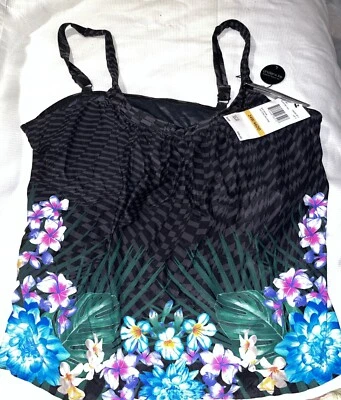 Hermoso Sujetador Multicolor Coco Reef Talla U-Wire Tankini Top de Natación, EE. UU. 24W/46DD Foto 1 de 3