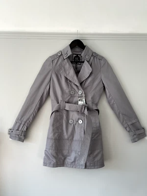 Yoki Collection New York Silver Grey Trench Coat - Size Small Women's — 第 1/4 张图片