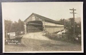 Cartel de hotel Dorr Bridge Rutland Vermont RPPC Defender H B Rood Bardwell - Imagen 1 de 2