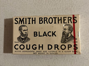 Vintage 1946-52 Smith Brothers Black Cough Drop Box NOS Full Unopened Box