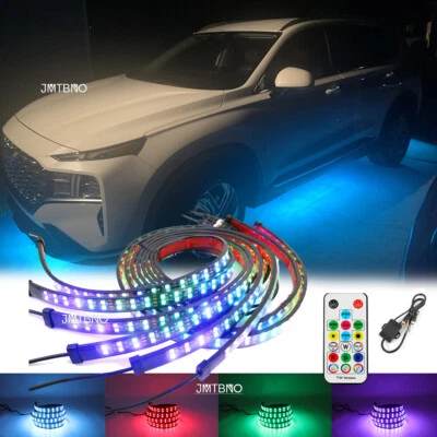 6 Tira de luz remota Bluetooth inferior LED RGB doble fila para Hyundai Santa Fe Foto 1 de 4