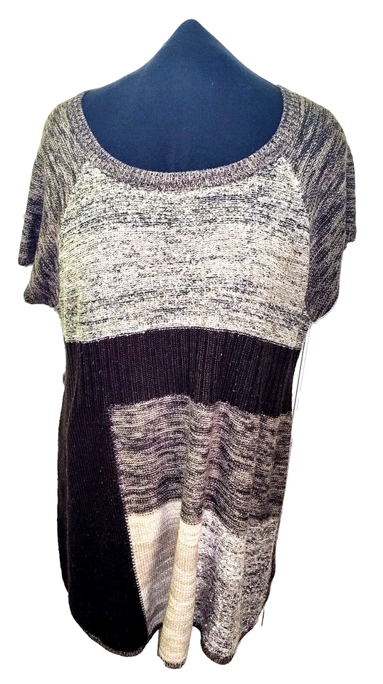 Style & Co. Sweater Dress Womans Short Sleeve 3X Patchwork Knit Ships from USA - Image 1 of 4