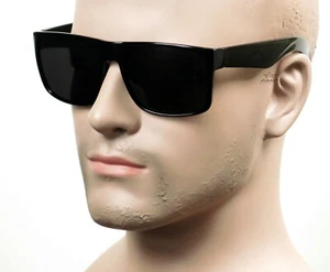 Large Square Cholo Sunglasses Super Dark OG LOC Style Gangster Black/Glossy 33SD - Picture 1 of 6