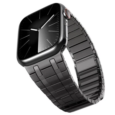 Lujosa correa magnética de acero inoxidable para Apple Watch Ultra 3 49 mm 11 10 9 8 7 SE Foto 1 de 4