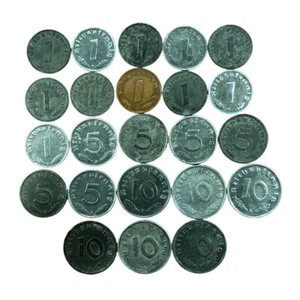Third Reich Coins Lot of 23 Coins 1 5 10 Pfennig 1937-1944 Germany 03747 - Picture 1 of 3