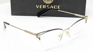Versace VE 1280 1433 Cat Eye Gold/Black Half Rim Womens Eyeglasses 53mm - Picture 1 of 9