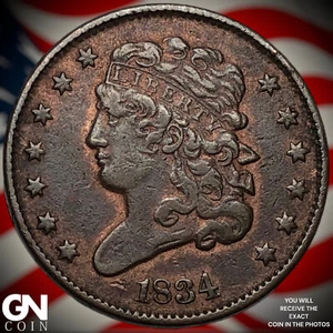1834 Classic Head Half Cent X0710 - Picture 1 of 2