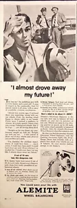 1955 Alemite Wheel Balancing Print Ad Auto Accident Injured Man & Police - Picture 1 of 6