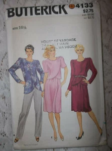 VINTAGE BUTTERICK #4133 OUTFIT SIZE 16-1/2 MISSES' PATTERN & INSTRUCTIONS UNCUT - Bild 1 von 2
