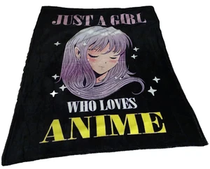 Just A Girl Who Loves Anime Throw Blanket 39inx49in - Picture 1 of 7