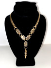 Vintage Kafin Jewelers Ny Gold Tone Pierced Design Herringbone Chain Necklace