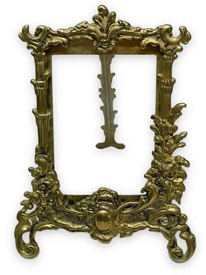 Antique Brass Picture Frame Art Nouveau Easel Back Ornate Patina - Image 1 of 4