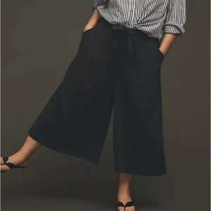 Anthropologie Maeve Black Tie Waist Wide Leg Culottes Pants NWT Plus Size 26W/4X - Picture 1 of 8