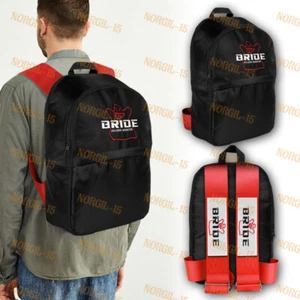 Red Harness Adjustable Shoulder Straps JDM Bride Racing Carbon Style Backpack - Picture 1 of 5