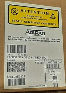 DIVISOR VIDEO ADTRAN, 1183102L1, VAUCABEDAA, TA3050 8P ADSL2+, NUEVO EN CAJA  - Imagen 1 de 7