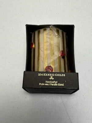 "Vela pilar Mackenzie Childs a rayas doradas Lady Bug 4"" nueva en caja" Foto 1 de 4