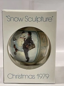VTG Christmas Ornament Norman Rockwell Snow Sculpture 1979 Schmid NOS with box - Picture 1 of 6