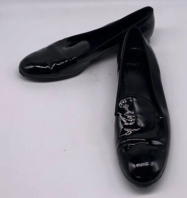 Saint Laurent Womens Black Patent Leather Loafer Flats sz 39.5 us 9.5 - Image 1 of 4