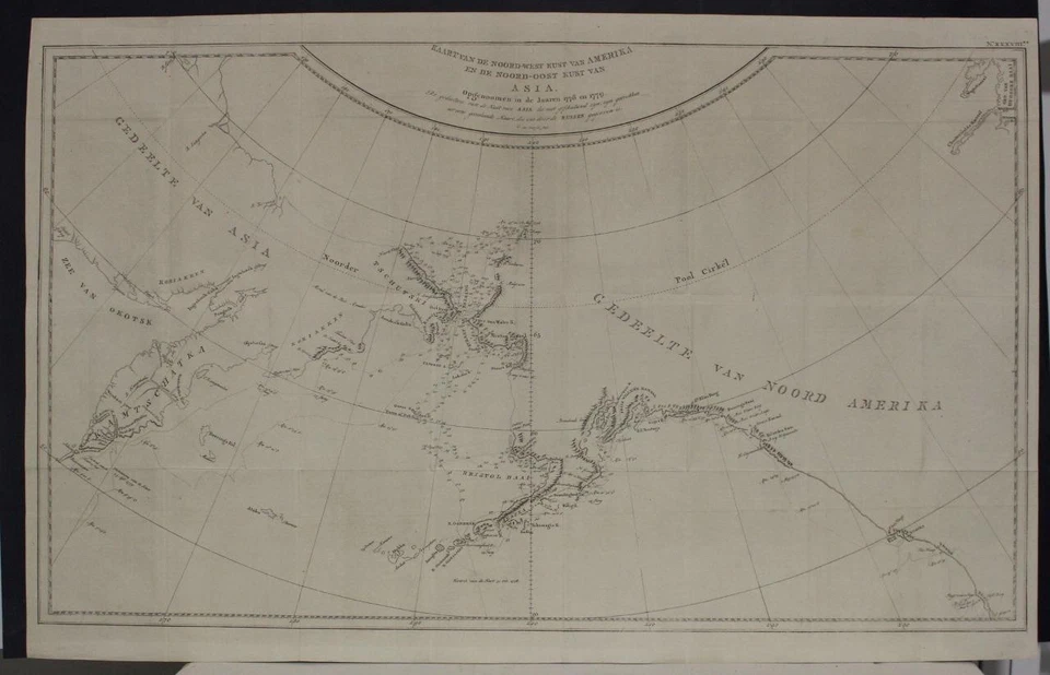NORTHWEST PASSAGE ALASKA UNITED STATES RUSSIA 1797ca COOK UNUSUAL ANTIQUE CHART - Image 1 of 1