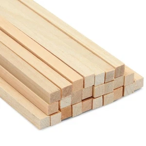 25 Pack Square Dowel Rods, Unfinished Wood Sticks for Crafting, 1/4 x 12 Inch - Picture 1 of 6