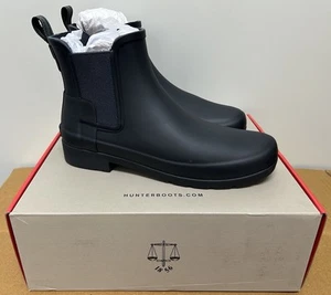 Hunter Original Womens Short Wellingtons Boots Navy Blue UK5 Refined Chelsea NEW - Picture 1 of 7